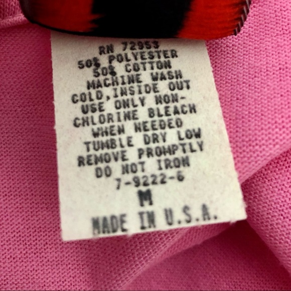 BARBIECORE VINTAGE Made in USA Pink Oversized Medium Large Tee Bead Embroidered - Picture 9 of 9